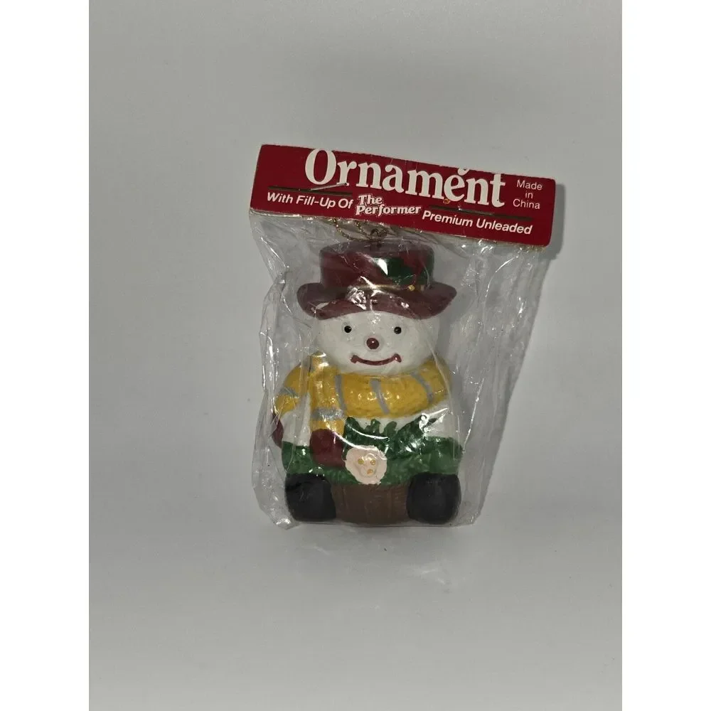Citgo 7 Eleven 1990's Promo Snowman Ornament Gasoline Tank Fill-Up Gift Set of 2